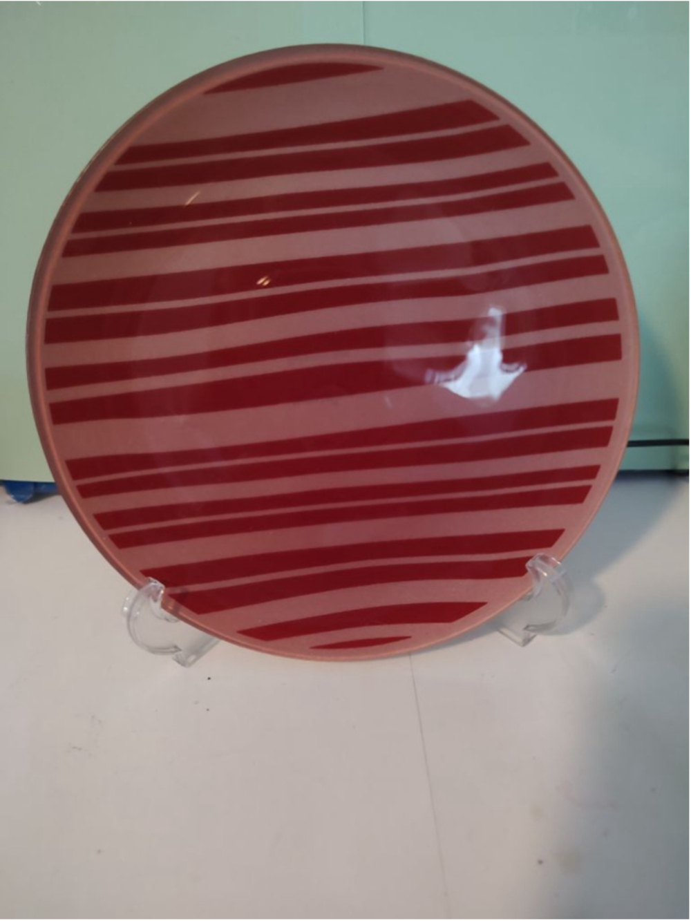 Temptations Set of 4 Red Pink Striped Dessert Plates